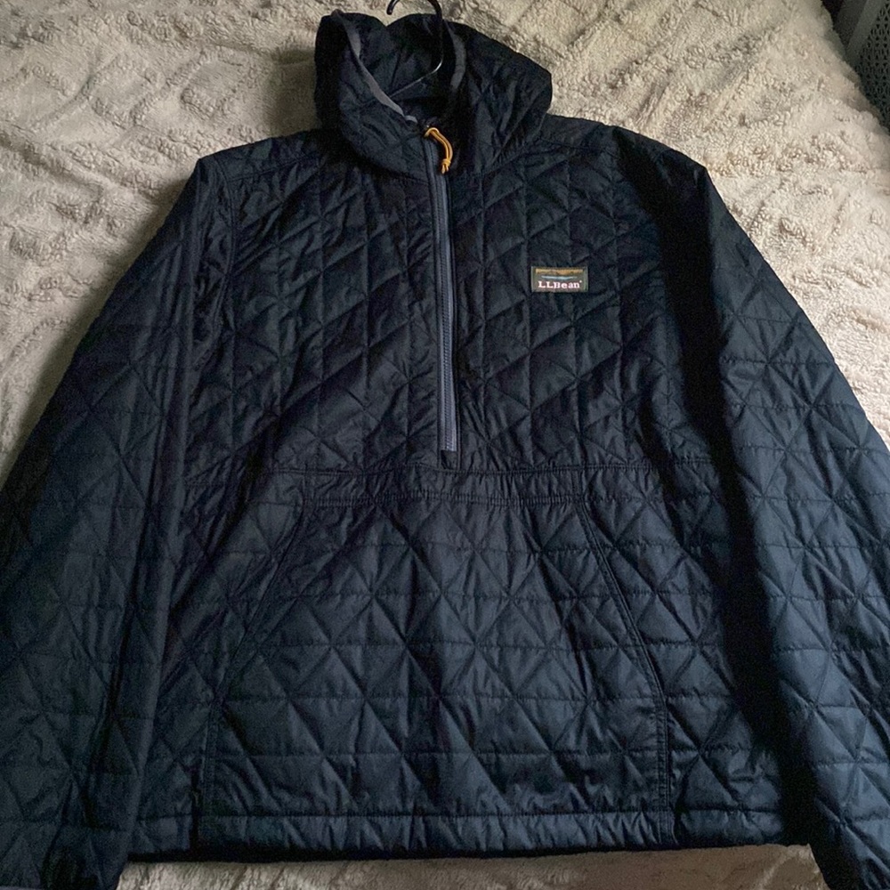 LL Bean Quilted Hooded Half Zip Winter Jacket